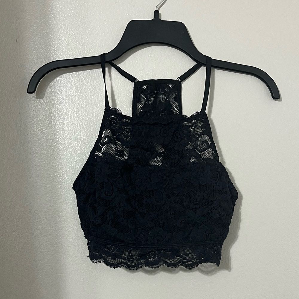 Zoe & Bella | Black Lacey Highneck Bralette